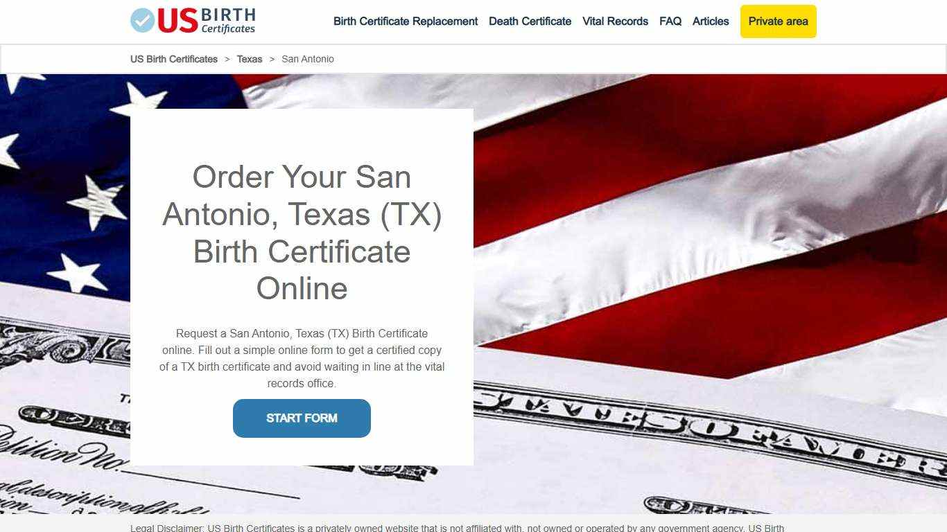 San Antonio (TX) Birth Certificate Online - US Birth Certificates